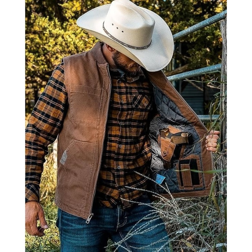 Venado Concealed Carry Vest for Men - Heavy Duty Canvas - Conceal Pockets 2XL
